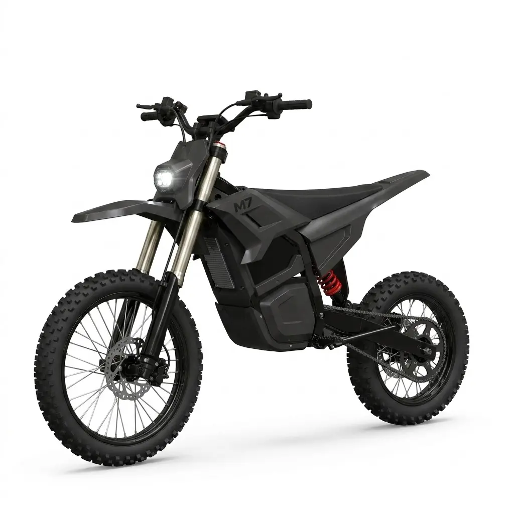 TERRAWULF M7 Pro Electric Dirt Bike for Adults - 5000W Peak 200Nm Motor, 60V 27Ah Removable Battery, 43MPH Fast Off-Road Ebike, Full Suspension 17"/14" Tire Electric Bike, Dual Hydraulic Brakes, UL 2849 Certified E-Bike for Trails