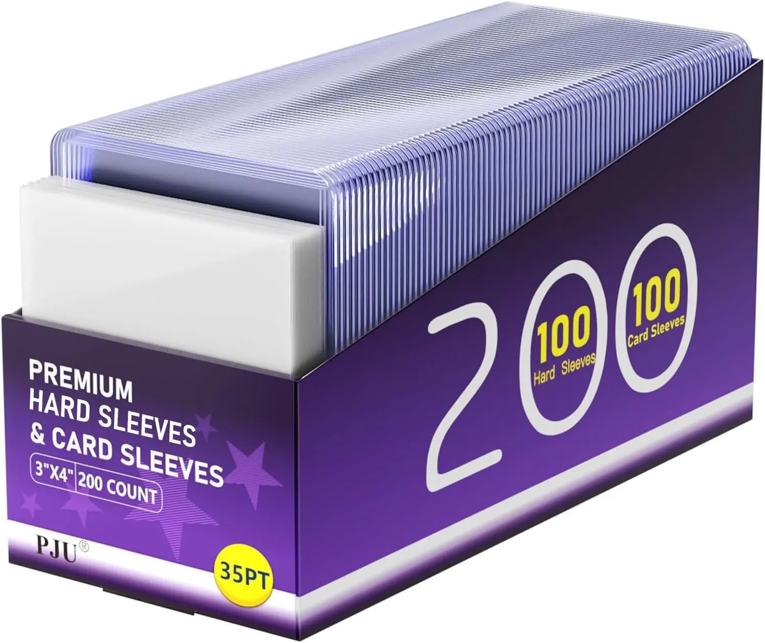 200 Card Sleeves Top Loaders (100 Toploaders + 100 Penny Sleeves) for Cards, 3" x 4" Hard Plastic Toploaders, Baseball Card Protectors, Trading Card Holder for Football Sports Cards