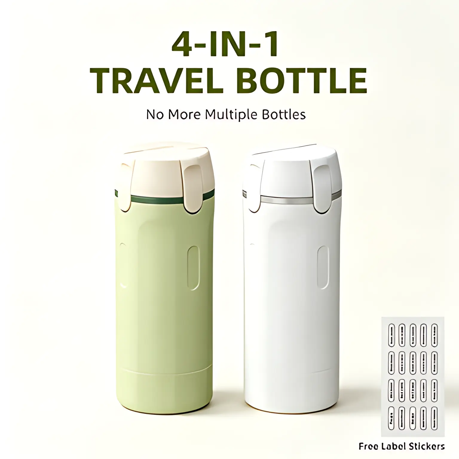 Wholesale 4-in-1 portable travel dispenser bottle, multi-compartment toiletry storage container for shampoo, lotion, and cosmetics, reusable plastic press bottle with smooth-flow pump, compact travel essentials organizer for men & women