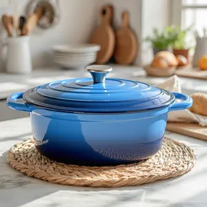 4.5 QT Enameled Oval Dutch Oven Pot with Lid and Dual Handles, Cast Iron Dutch Oven for Cooking, Bread Baking, Non-stick Enamel Coated Cookware