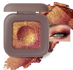 Noerrors Duochrome Burgundy Gold Glitter Eyeshadow Palette, Holographic Chameleon Rich Color Shimmer Eye Shadow, Color Shift Sparkle Inner Corner Eye Highlighter Palette Makeup for Rave Halloween