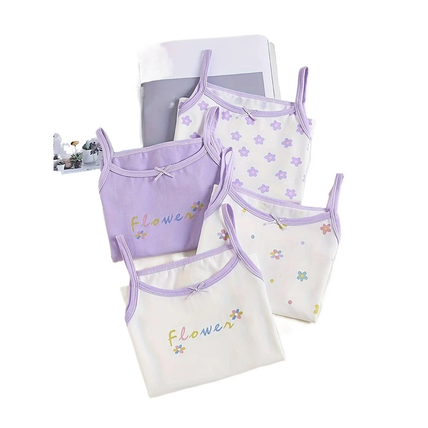 4 Pcs Kids Suspenders Purple Bow Breathable Soft Elastic for Boys 2-12 Years Old