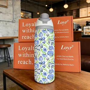 Loyr 32oz Dual-Drink Water Bottle, Bullseye Oil Painting Pattern Large Capacity Lightweight Insulated Cup, Stainless Steel, Drinkware, Perfect Gift for All