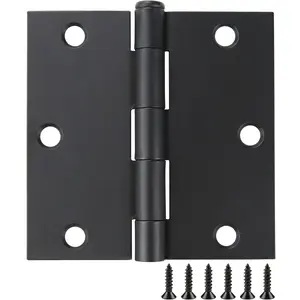 Basic interior door hinges, door hardware, matte black, 3.5 inches x 3.5 inches square, suitable for bedrooms, schools, apartments, offices, residences, hospitals, cooperatives and other places