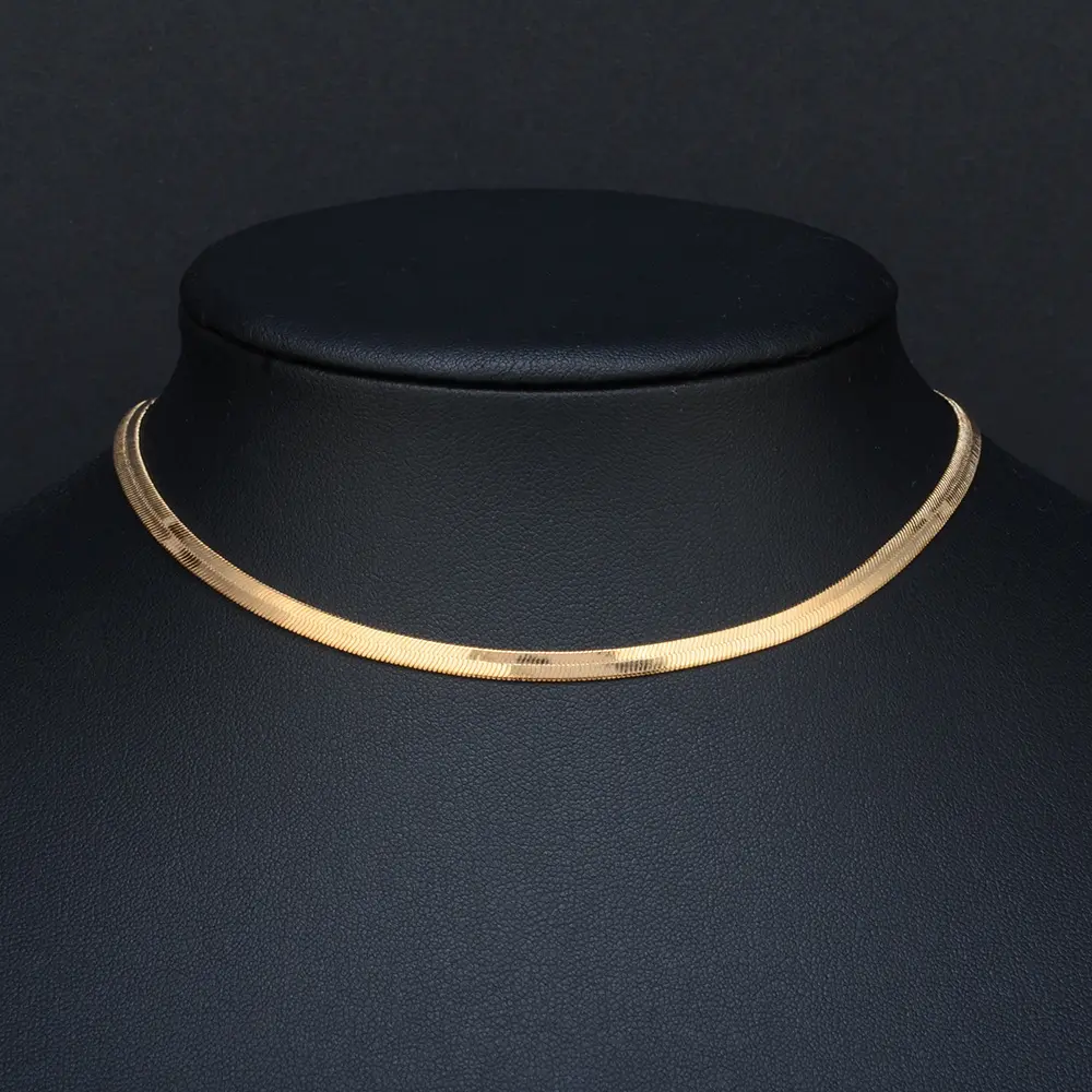 24K gold plated Necklaces for Women, Dainty GoldHerringbone Choker Necklace for Women ThinLayered Chunky Snake Chain NecklacesJewelry for Teen Christmas Gifts