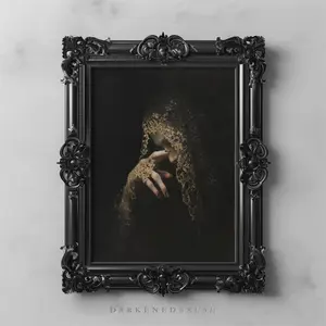 Veil Lady Witchy Woman, Dark Gothic Printable Art, Occult Art Poster, Witch Wall Art, Dark Oil Printing, Dark Aesthetic, Room Decor, Unframed