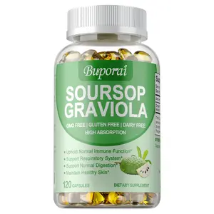 Buporai Soursop Dietary Supplement, 120 capsules per bottle, supports skin, digestive function, and immune function. Provides nutritional supplementation.