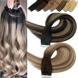 10pcs Highlight Tape In Hair Extensions Skin Weft 100% Remy Human Hair Extensions Natural Straight 14-24inch For Women