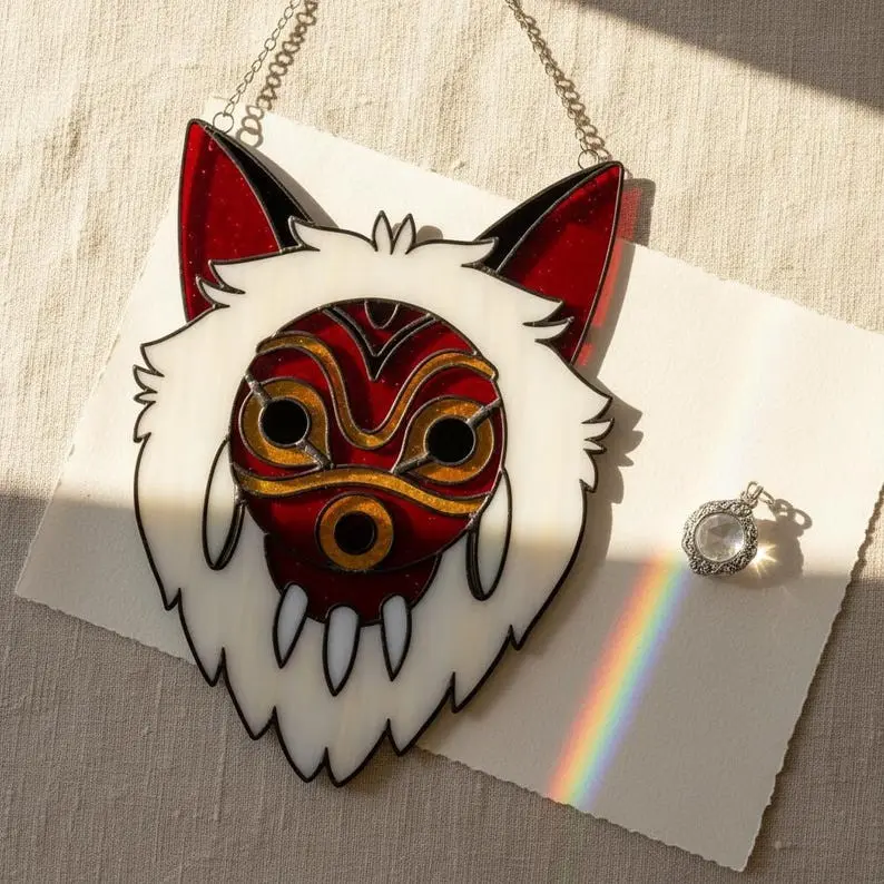 Princess Mononoke's Mask Resin suncatcher, Window Hanging Decor, Christmas Gift for Ghibli Fans, Gift for Her