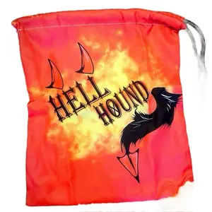 Hell Hound Draw String Bag - Vibrant Red with Graphic Design for Secure Storage and Stylish Carry