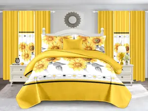 LOURDES(A)-10PC QUILT SET KING SIZE Floral Pattern Complete Set 10 Pieces Elegant Design Versatile Use for Bedspread Throw Blanket Decorative Piece