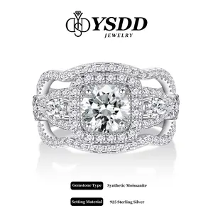 【#446 Harmonia】Luxurious Bridal Set vvs Synthetic Moissanite Rings in 925 Sterling Silver 1CT