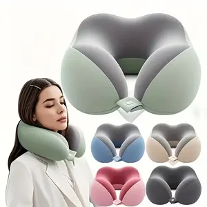 Minimalist Ergonomic U-Shape Travel Neck Pillow - Slow Rebound Memory Foam, Polyester Fill, Removable Washable Cover, Lightweight Portable Design with Storage Bag for Airplane, Office Napping, Travel Pillow