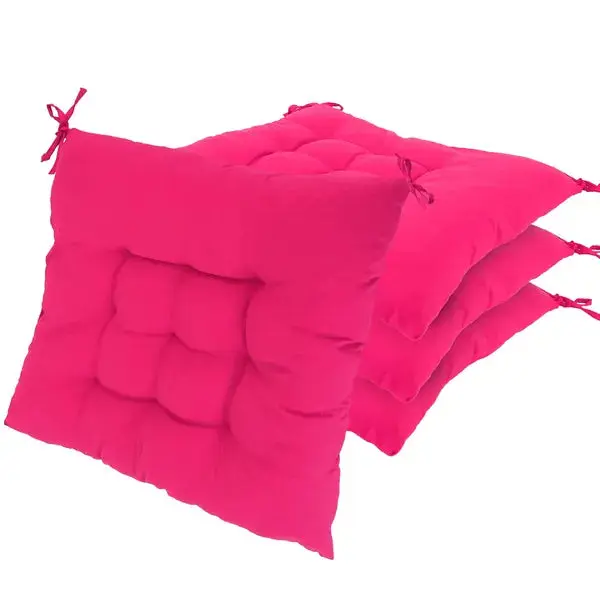 4Pcs Thick Square Chair Cushion Pads with Ties, Polyester-Cotton Blend, for Home, Indoor & Outdoor Use