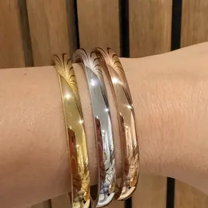 Stainless Steel Bracelets Set of Three in Gold Silver and Bronze 2 mm Thick for Everyday Wear