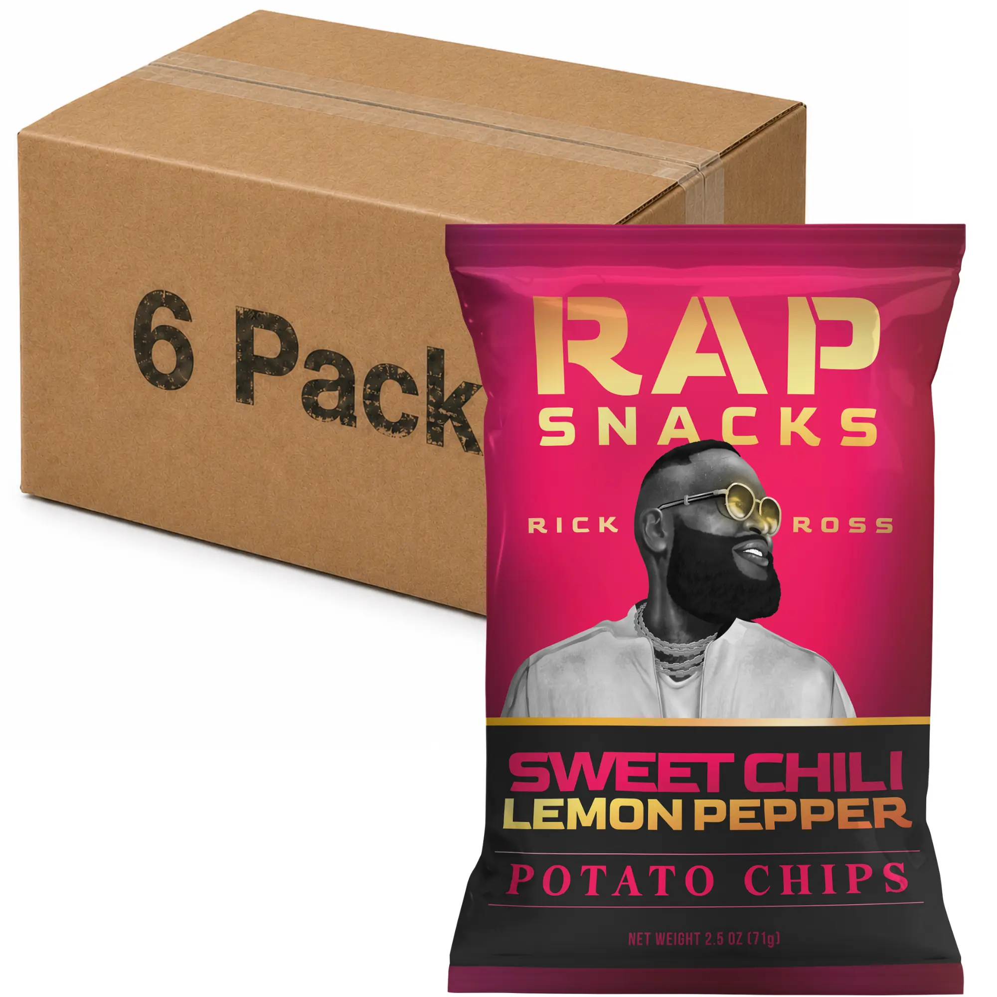 Rap Snacks Rick Sweet Chili Ross Lemon Pepper Potato Chips 2.2oz Cup (Pack of 6) Rap Snacks Rick Sweet Chili Ross Lemon Pepper Potato Chips 2.2oz Cup (Pack of 6)