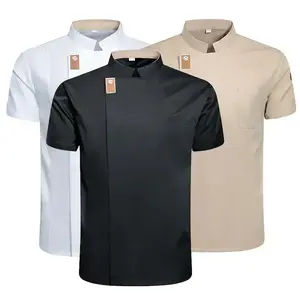 Unisex chef jacket summer kitchen shirts hotel restaurant waiter uniforms bakery catering work clothes hotel cooking clothes