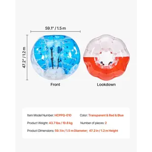 VEVOR Inflatable Bumper Balls 2-Pack, 5FT/1.5M Body Sumo Zorb Balls for Teen Adult, 0.8mm Thick PVC Human Hamster Bubble Balls for Outdoor Team Gaming Play, Bumper Bopper Toys for Garden, Yard, Park