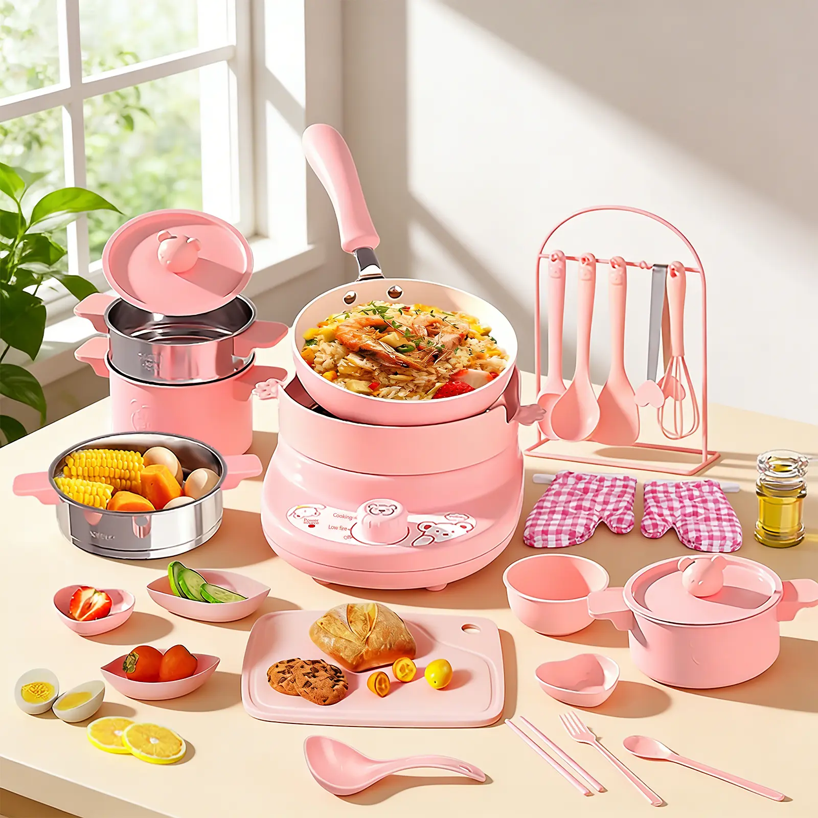 Kids Real Cooking Set - Montessori Safe Kitchen Tools, Mini Size Stainless Steel Pans, Play Kitchen Kit for Beginners Ages 8+ with Safety First Design