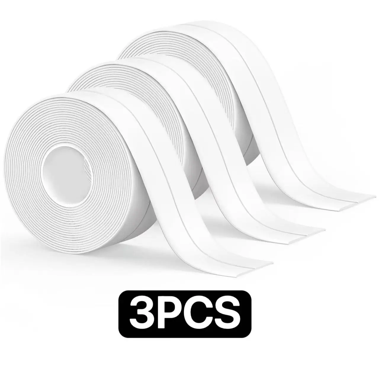 3PCS-Tape Waterproof Self Adhesive,  Toilet Caulk Sealing Strip, Bathtub Caulking Sealant Tape for Kitchen, Bathroom, Countertop, Sink, Floor Wall Edge Protector。