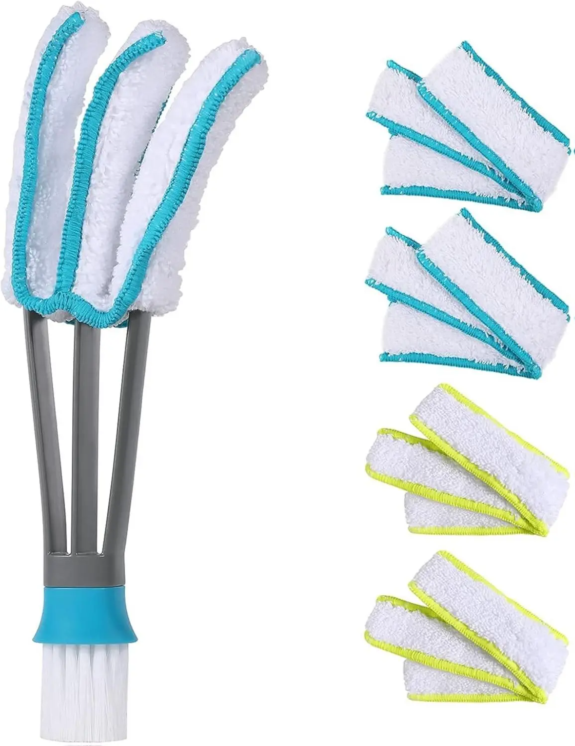 Blind Duster with 5 Microfiber Sleeves - Window Cleaner Brush, Microfiber Duster Head for Vertical Blinds, Air Conditioners, Ceiling Fans, Home Cleaning Supplies, Microfiber Dusters/Duster Heads