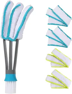 Blind Duster, Window Cleaner Duster Brush with 5 Microfiber Sleeves, Cleaning Tools for Vertical Blinds Air Conditioner Dust Ceiling Fans Dust Collector
