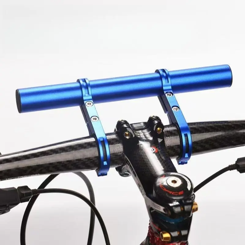 Bike Handlebar Extender, Aluminum Alloy Double Bracket Mount with Secure Grip for 31.8mm & 25.4mm Handlebars, Fits Road/Mountain Bikes, Easy Install, Allen Key Wrench