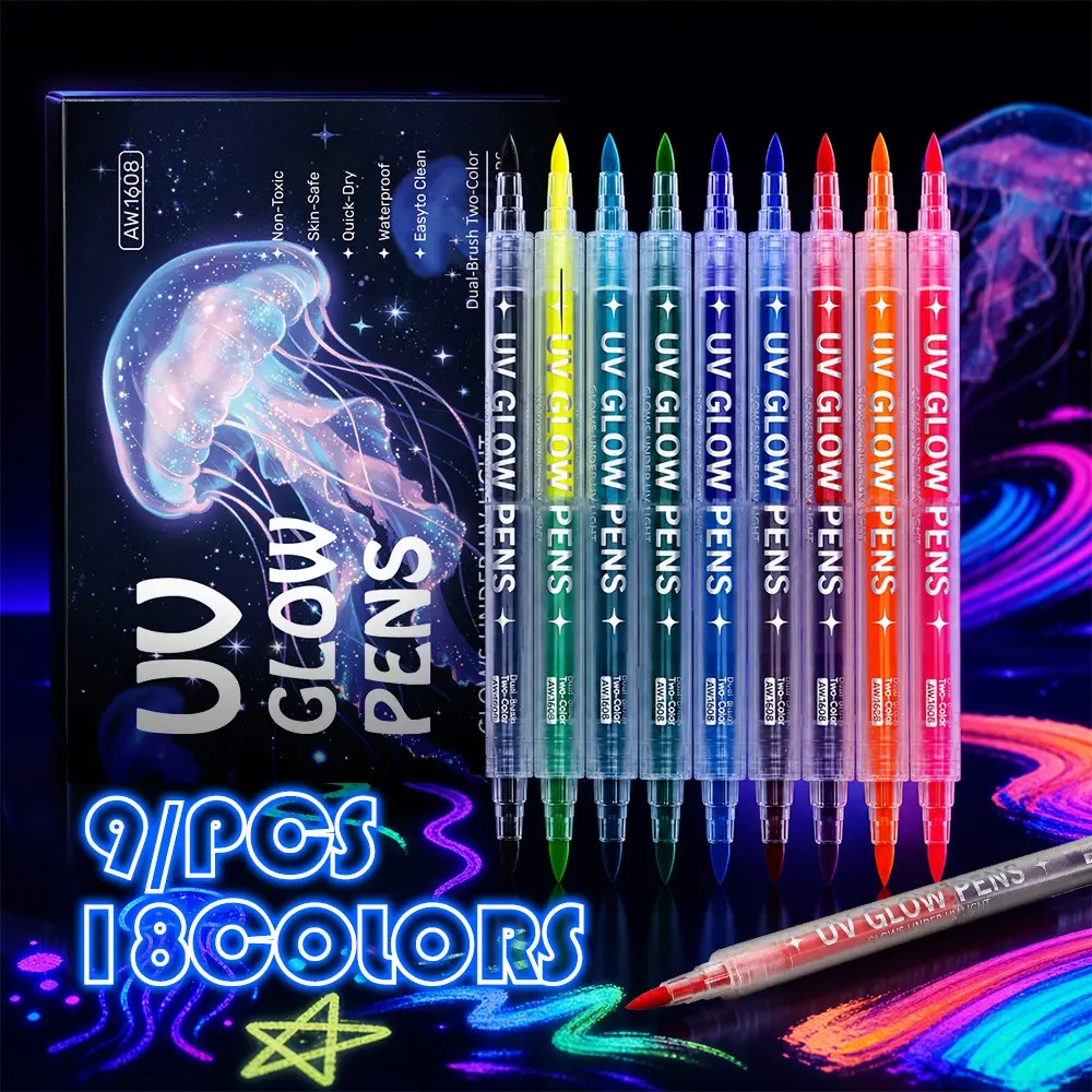 6/9pcs Colorful Night Glow Highlighter Pen, Shine in the Dark, Perfect for Creative Projects, Enhance Your Creations