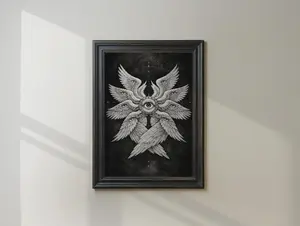 Biblically Accurate Angel Unframe Poster - Gothic Print, Religious Art, Black & White Seraphim Angel Art, Christian Poster for Dark Academia Decor