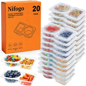 20/40Set Reusable Snack Containers Double Compartment Lids Utensils Snackle Box for Camping On-the-Go Food Grade Material Stackable Compact Design
