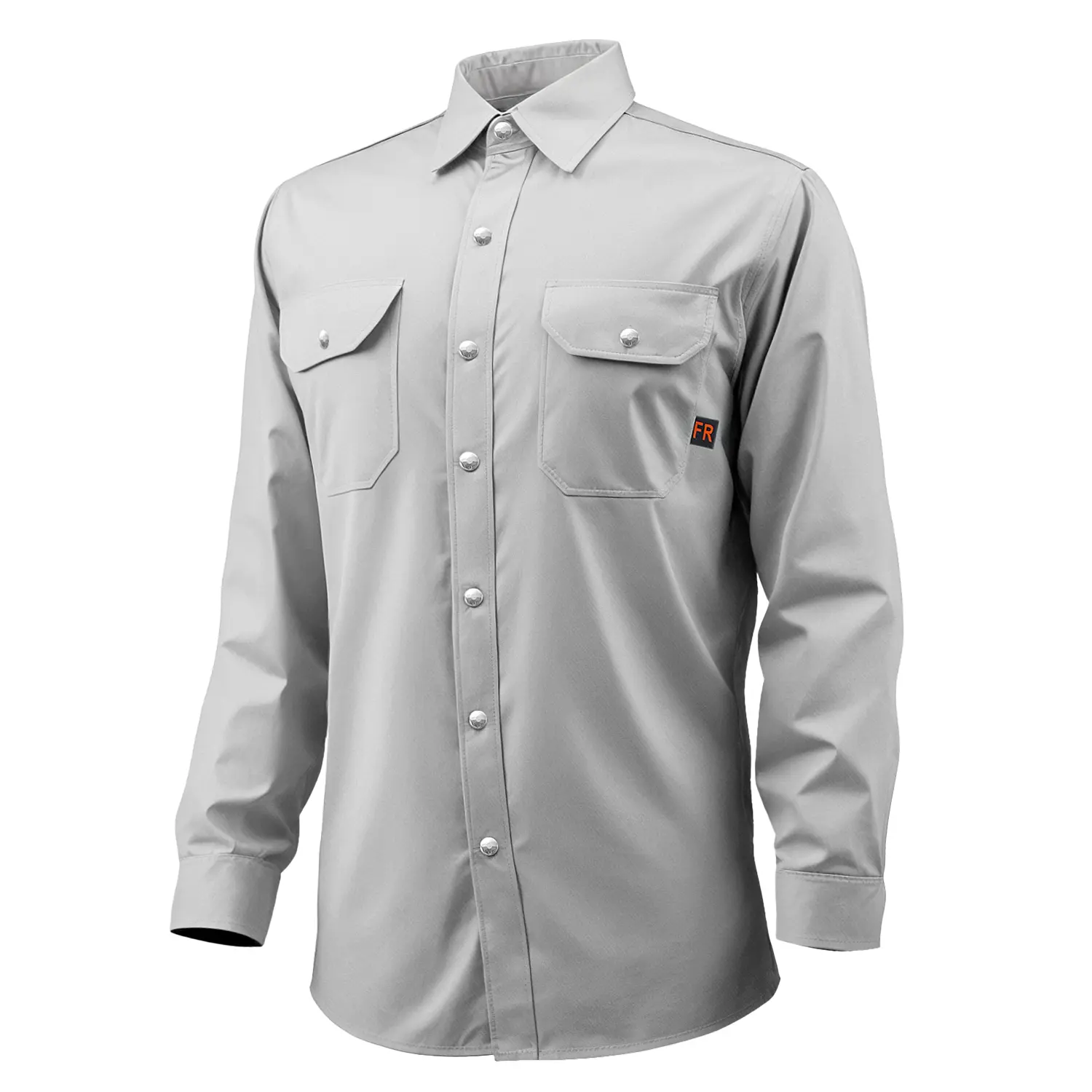 VEVOR Men's Plain Turn-Down Collar Button Metal Snaps FR Shirt, 7oz Cotton Flame Heat Resistant Welder's Protective Top, Machine Washable, ATPV 9.2 Cal/cm² Arc Rating - XXL, Welders, 2 Pockets