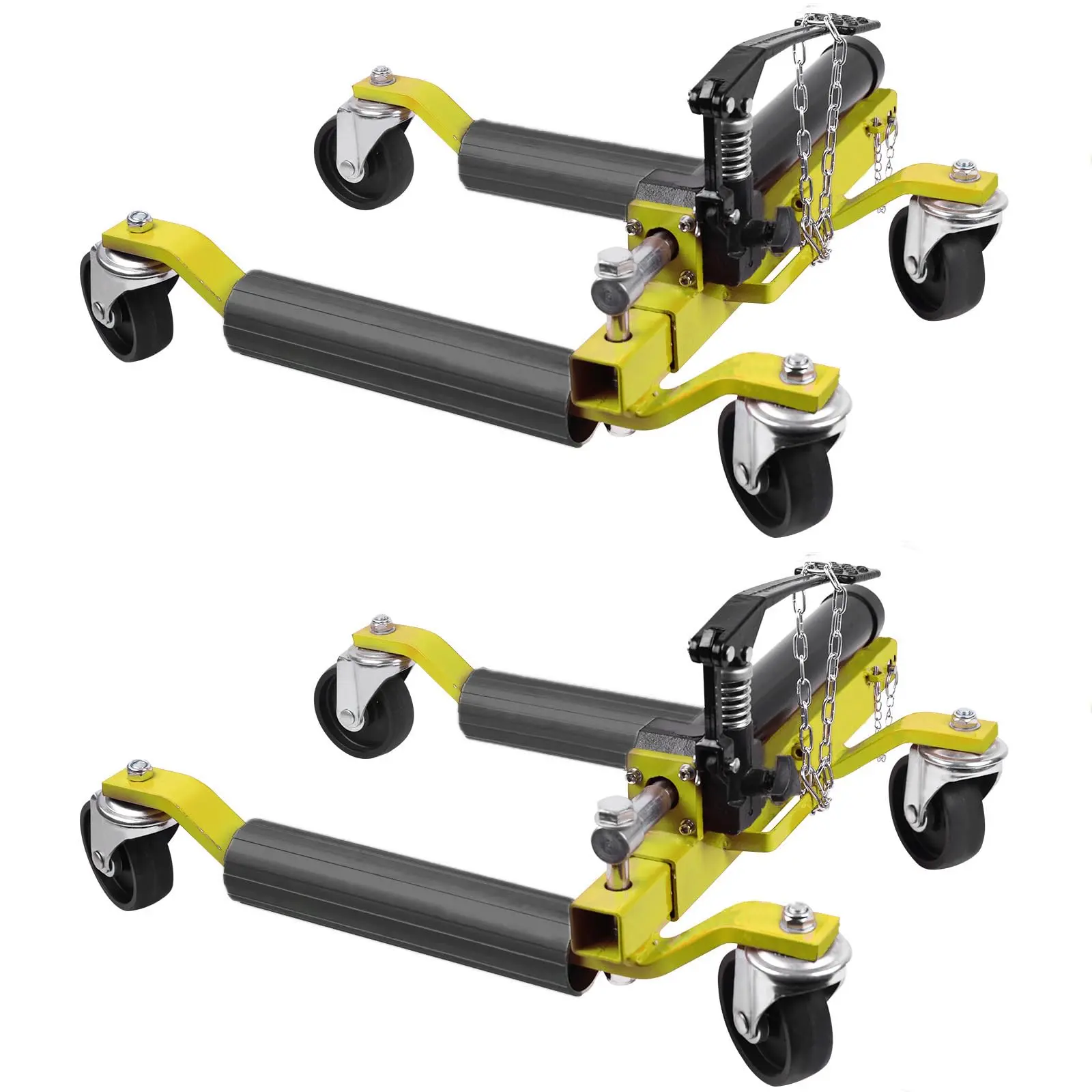 2Pcs Car Wheel Dolly, 1500 LBS Capacity Trailer Dolly with Hydraulic Tire Jack for Vehicle Positioning for Truck Rv Trailer, Yellow