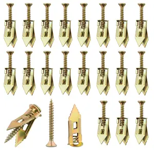 40Pcs Self Drilling Drywall Anchors and Screws Kit - Zinc Plated Steel Wall Anchors  Drywall Heavy Duty, No Drill Or Holes in Wall,  TV, Shelf Straps, Cabinets (20PCS Screws and 20PCS Anchors)