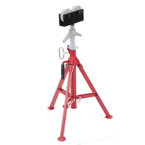 GARVEE "Portable Tripod Pipe Jack Stand with Roller Head, Adjustable Height 28-52 Inch, 1/8"-12" Capacity, 2500LBS Load, Heavy Duty Carbon Steel, Red"