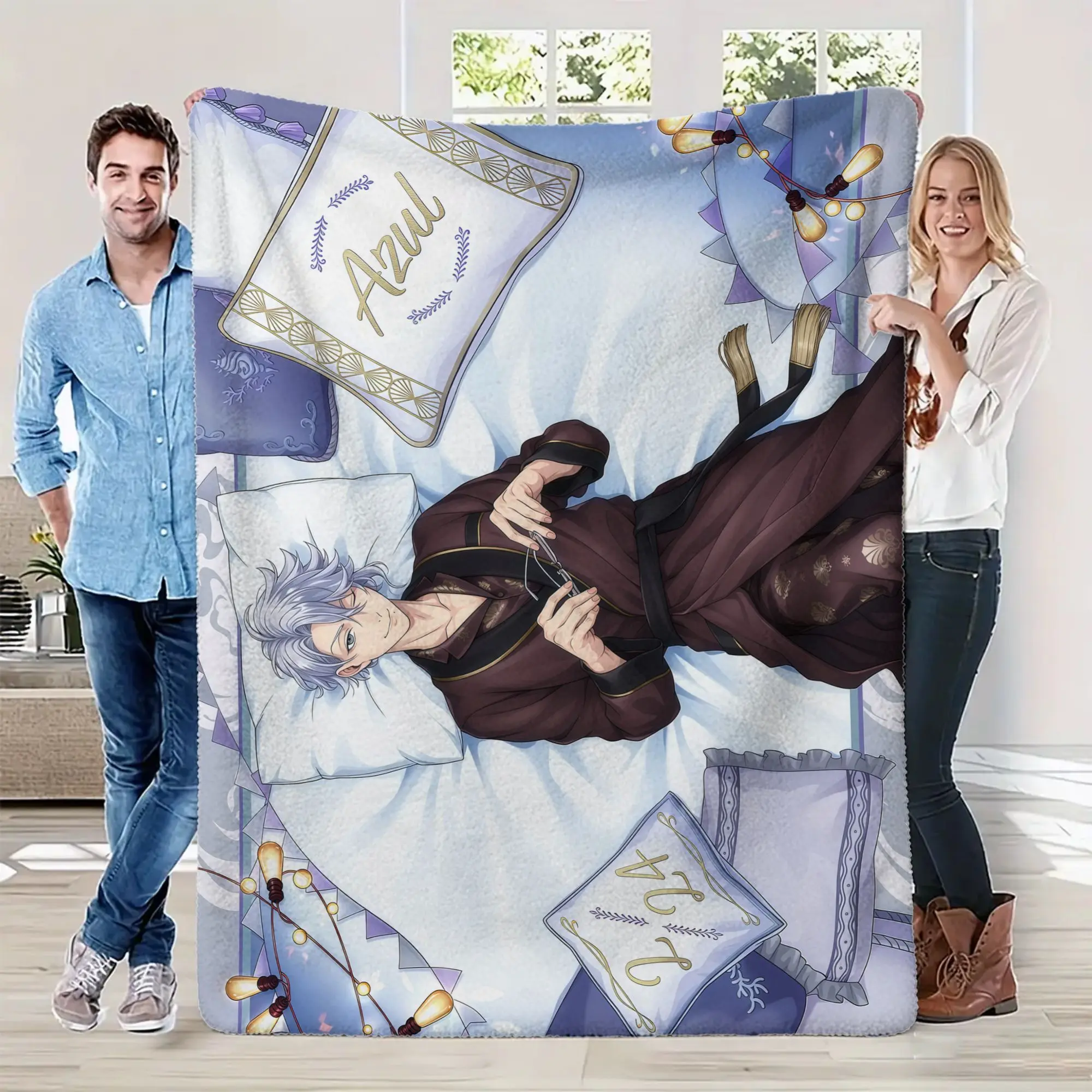 Twisted-Wonderland Anime Print Flannel Plush Blanket - Flannel Fabric, Plush Texture, Ultra Cozy, Warm, Modern, Multi-Size, for Home, Car Use, Ideal for Sofa, Bedroom Gift