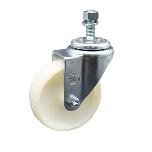 Service Caster SCC-TS20S414-NYS-121315 Nylon Swivel Threaded Stem Caster with 4x1.25 in. White Wheel, 0.5 in. Threaded Stem