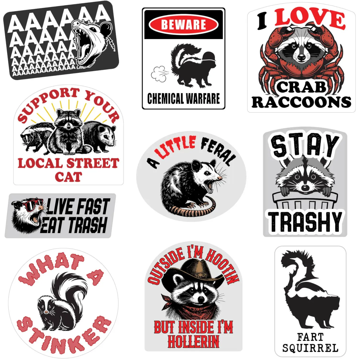 Trash Animals Sticker Extra Large Stickers for Adults Funny Adhesives with Memes Funny Stickers with Colorful Graphic Decals Sarcastic  Funny Animal  Multi