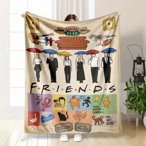 Central Perk Inspired Colorful Coffee Sofa Theme Flannel Throw Blanket, Art Graphic Blankets, Ultra Plush Soft Warm Lightweight Cozy Bedding Decor for Living Room, Office, Summerwins Gift