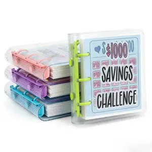 Savings Challenge Binder Clear Cover 3-Ring Budget Organizer for Tracking Financial Goals & Building Smart Habits Planner Notebook