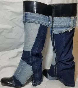 Raw Edge Denim Pastiche Tall Boots