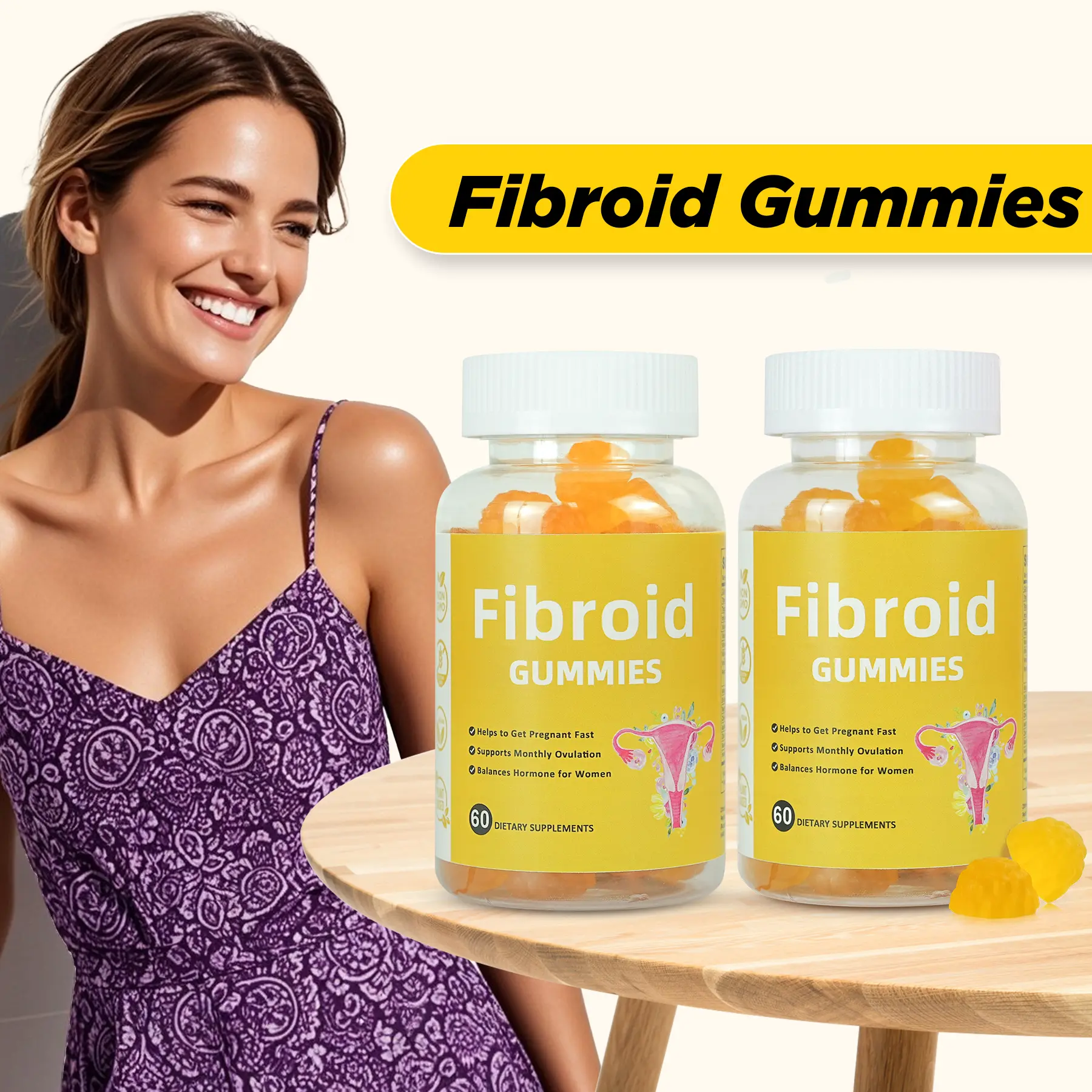 Fibroids Gummies for Women Ovarian Cysts, Pack of 2 Fibroids Gummies ...