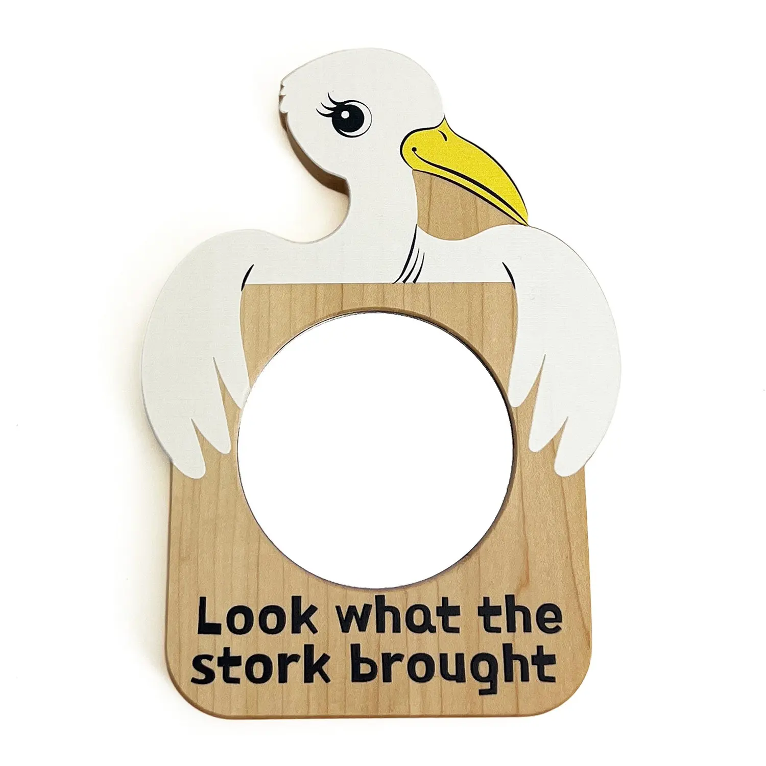 Twinkle Stork Mirror - Wooden Baby Mirror for Early Learning & Self-Awareness - Montessori-Inspired Safe & Durable Toy for Tummy Time Play