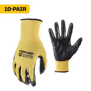 Firm Grip Large Nitrile Coated Work Gloves 10 Pack for Hand Protection and Durability 10.67 x 8.15 x 4.33 inches