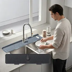 1pc Silicone Faucet Drain Pad for Bathroom and Kitchen, Wave Design Anti-Slip Foldable Storage Mat, Multi-Size Non-Slip Drying Pad, Water Splash Guard, Splash Proof