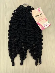 ZYTLQGS Burmese Curly Crochet Human Hair for Black Women Fether Human Crochet Hair 60g/Pack Pre-Separated Feather Crochet Human Hair Bundles Lightweight Invisible Remy Hair Extensions Natural Black