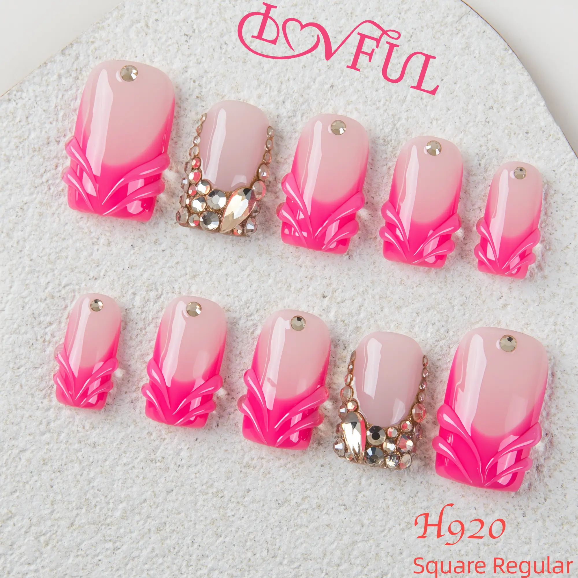 Lovful Square Regular Length 1" Inimitable Handmade Acrylic Press-On Nails for Art Designs | 10PCS Reusable,Salon Quality,Link1 H12-H280 #DealsForYouDays