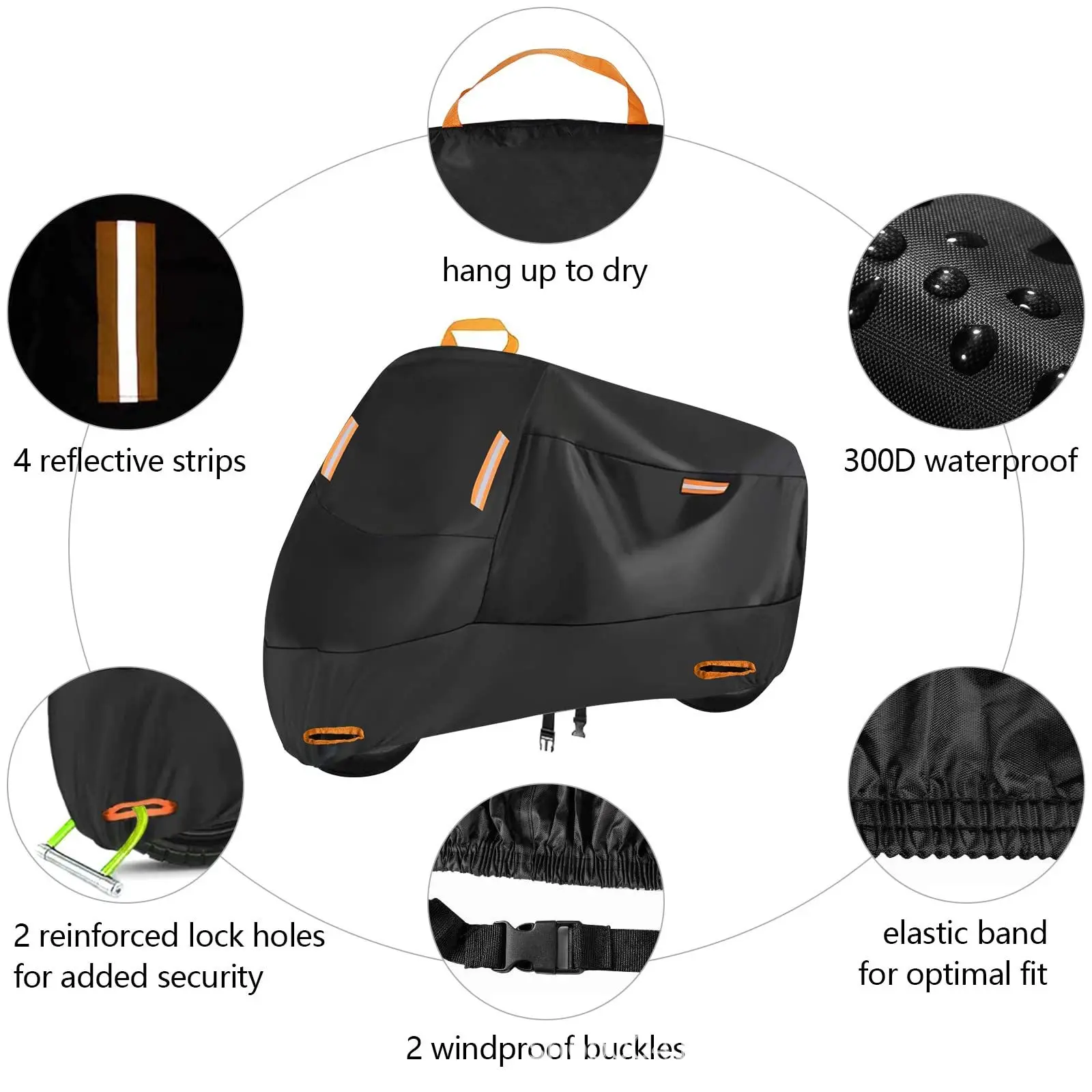 All-Weather Motorcycle Cover, Thick Reflective UV Protection, Dustproof, Sunscreen, Rainproof, Enhanced Visibility, Durable Tear-Resistant, Universal Fit, Motorcycle Accessories