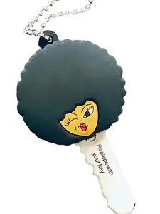Afro Glow Key Cover with Light For Stylish Key Organization With Durable PVC Design keychain keyring