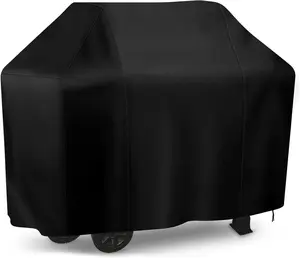 58 in Lightweight Outdoor Grill Dust Cover, Black Oxford Fabric with Drawstring, Anti-UV, Fade-Resistant, Waterproof, Compatible with Char-Broil and Nexgrill Household Textile Protector