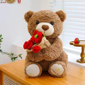 Roses Teddy Bear Gift Set, Soft Plush Toy, Snuggle Bear for Valentine's Day, Birthday, Anniversary, Romantic Occasions, Perfect Present for Loved Ones